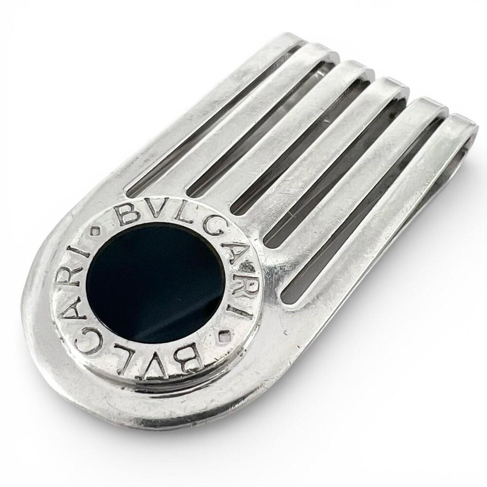 BVLGARI Bulgari Man SV925 Onyx Bill Clip Money Silver Black Made in Italy Men's